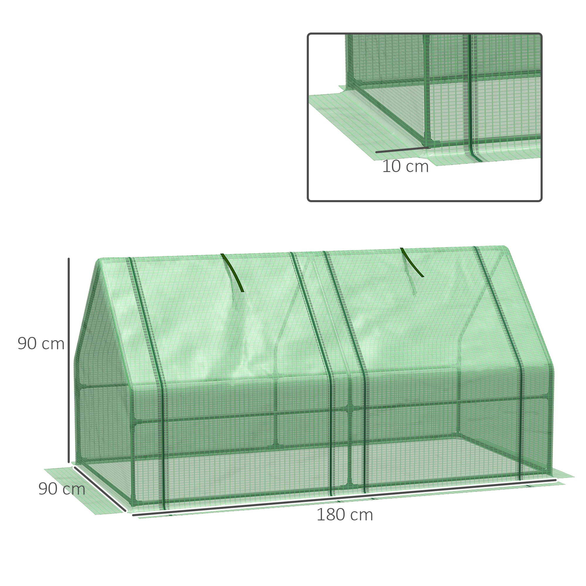 Estufa de jardim Outsunny para terraço, 180x90x90 cm, tipo galpão, estrutura tubular de aço com 2 janelas de enrolar, ideal para cultivo de plantas e hortaliças em casa, cor verde.