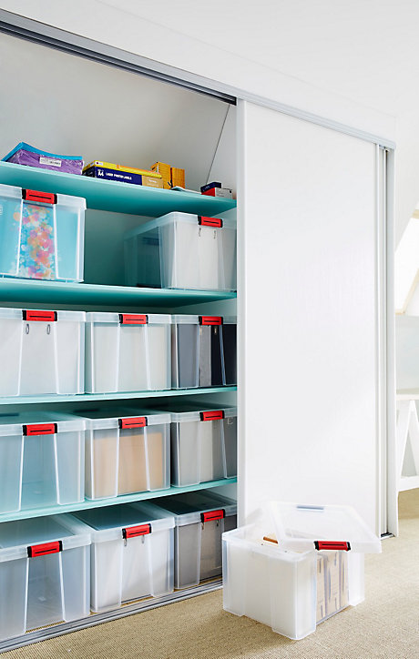 Bac de rangement avec couvercle ClipNStore 45L transparent