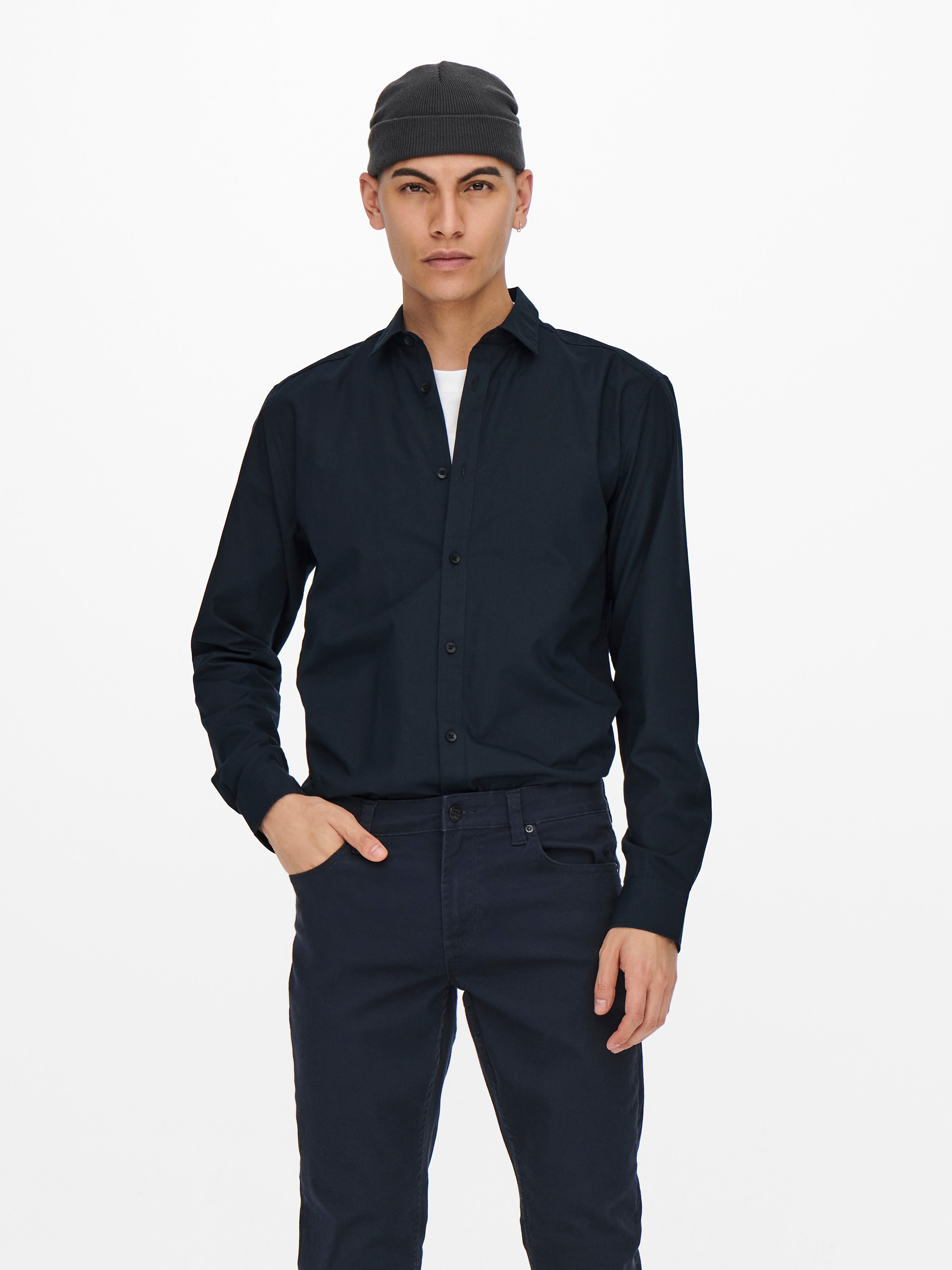 ONSSANE Popelin Hemd Dark Navy