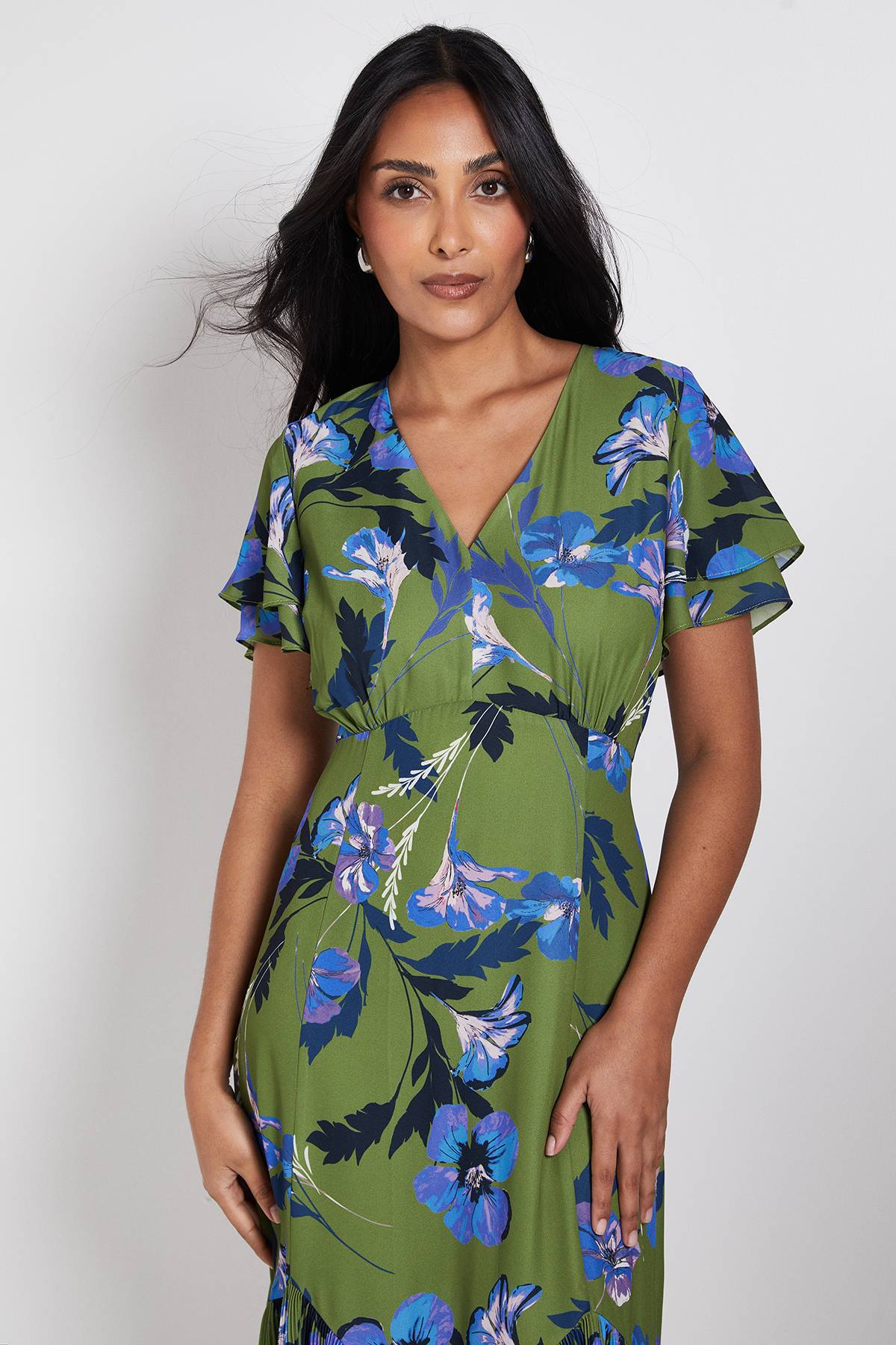 Wallis Robe Midi À Motif Floral Avec Boutons Et Ourlet Plissé Petite