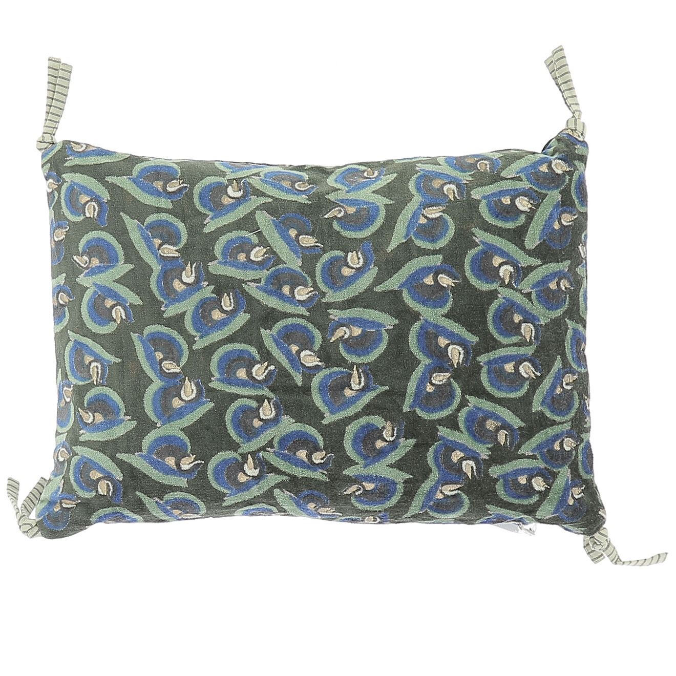 En Fil d'Indienne Housse de coussin Art Déco olive - 25x35 cm