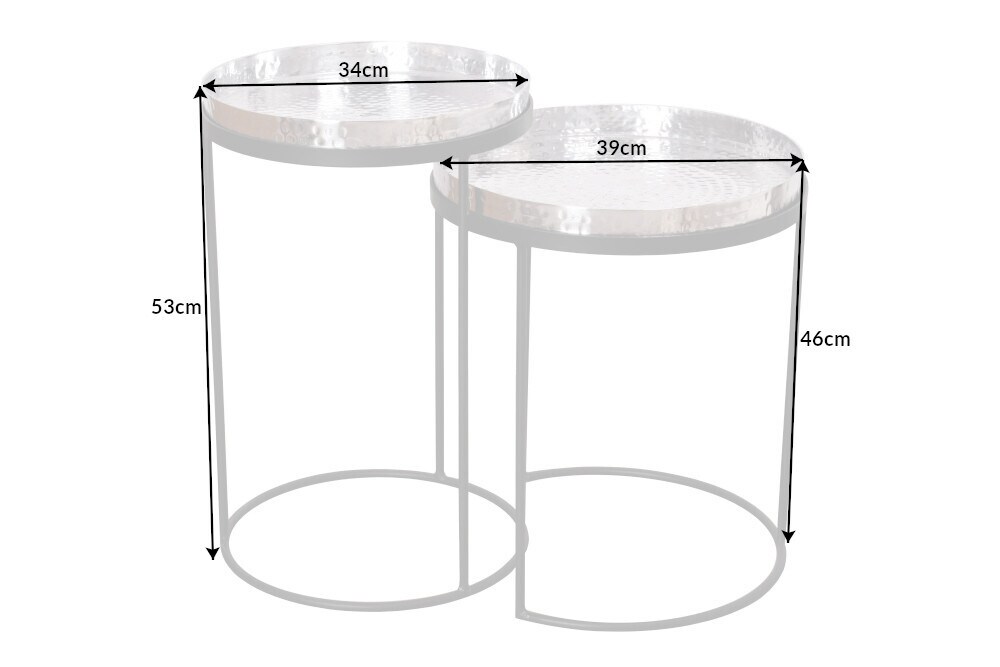 riess-ambiente Beistelltisch ELEMENTS - 2er Set 55cm silber Hammerschlag handmade rund