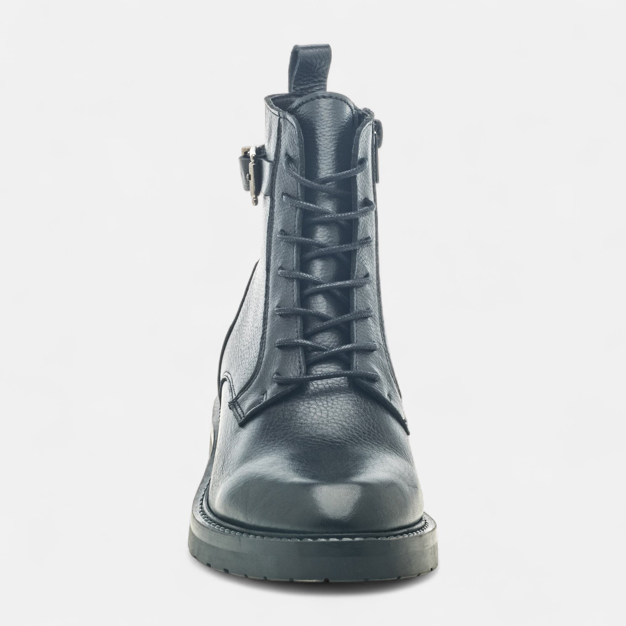 Bottines à lacets Femme en cuir noir