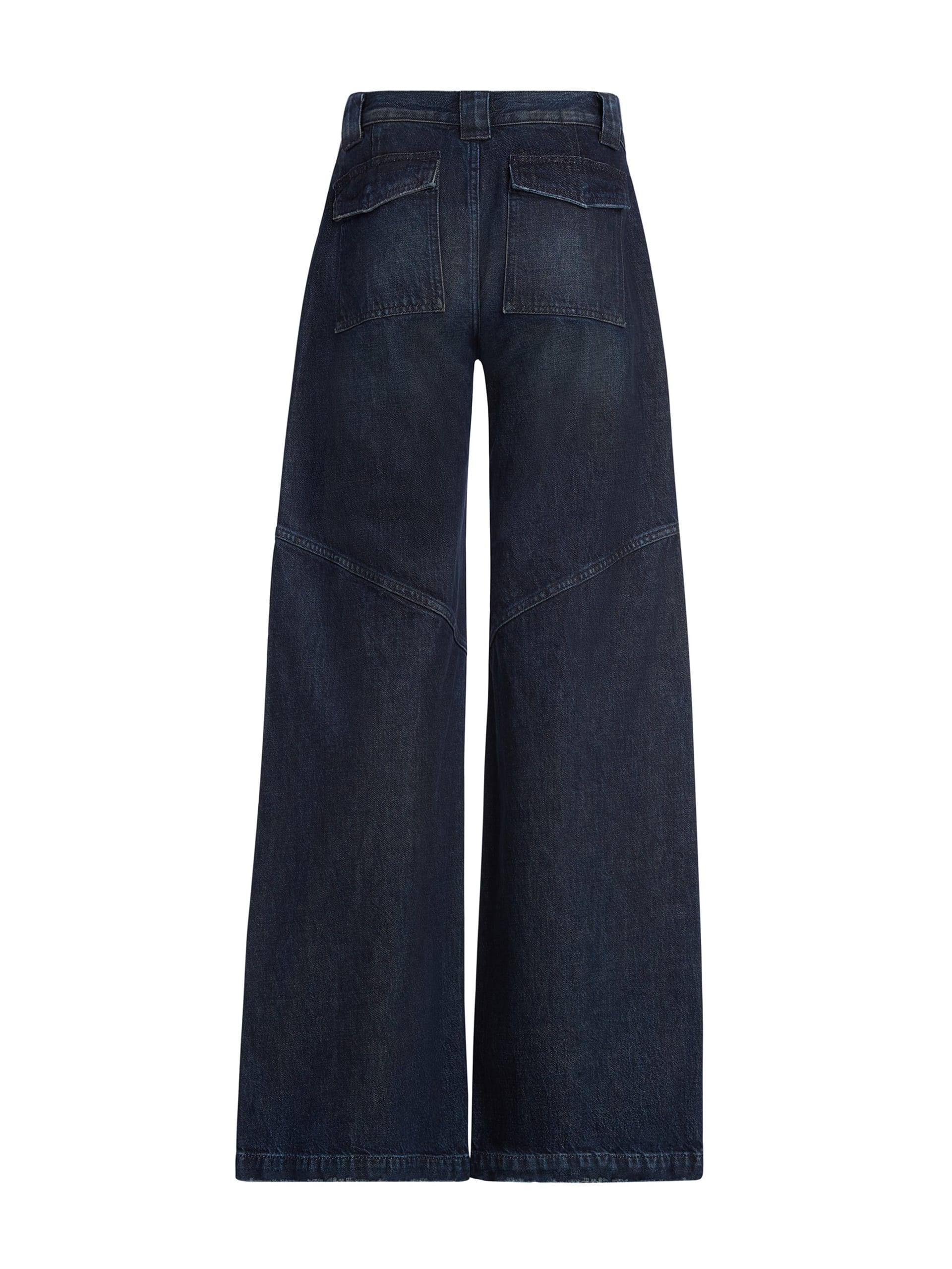 calças jeans de cintura baixa e pernas largas