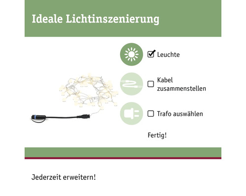 Paulmann Plug & Shine lichtsnoer IP44 48x 2 lm 3000 KL 5 m 24V