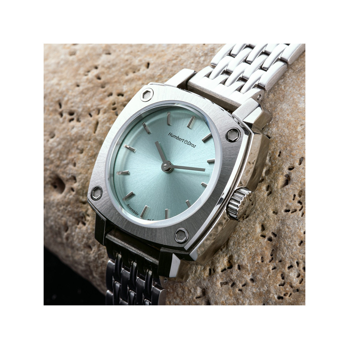 Montre HUMBERT-DROZ hd lou femme mecanique, bracelet acier argent