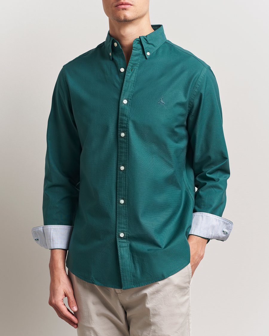 Charles Tyrwhitt Button Down Stretch Oxford Shirt Teal Green