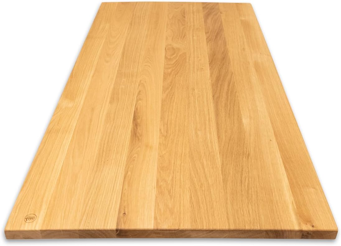 Tischplatte Schreibtischplatte Eiche Massivholz gerade Kanten (160 x 60 cm)