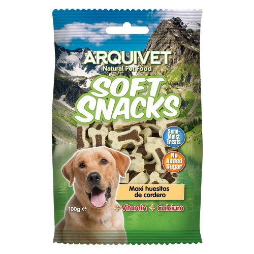 Petiscos Maxi Arquivet Soft Bones para cães, sabor cordeiro.