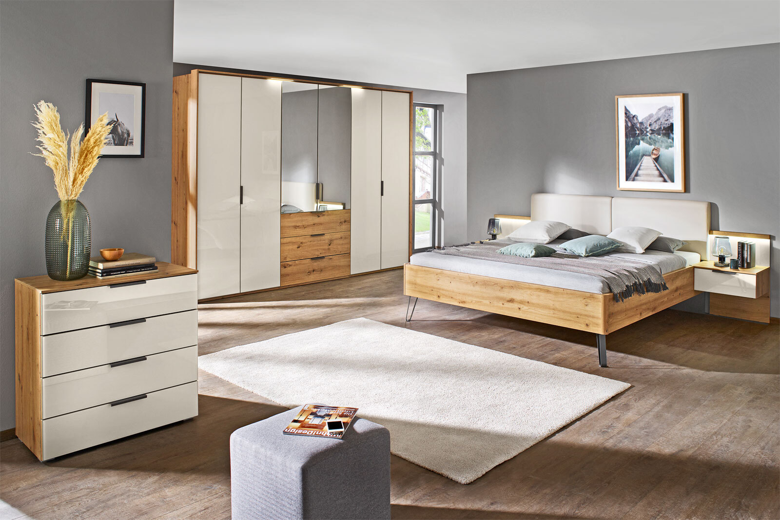 vito Bett SEAMO Artisan Eiche/ Champagner