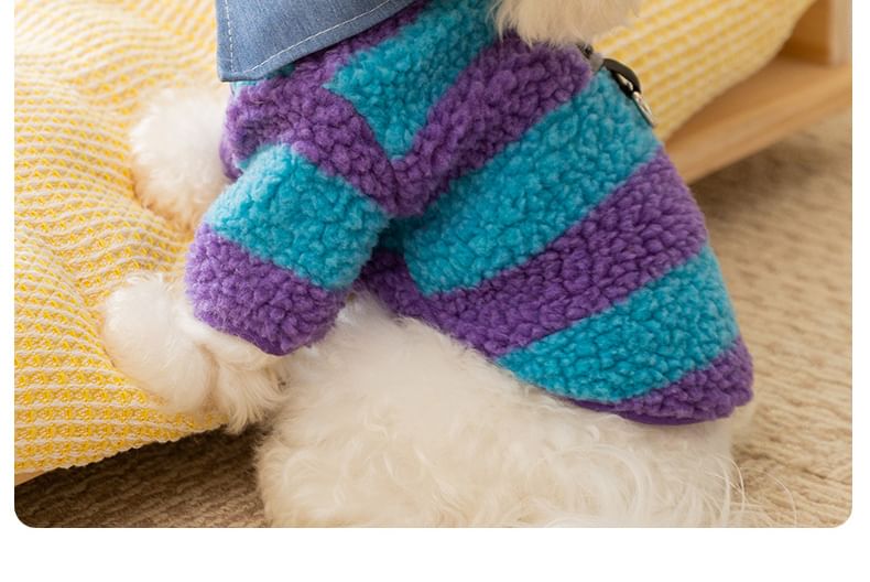 Cissilli - Gestreepte Chenille Pet Top met Applique en Kraag