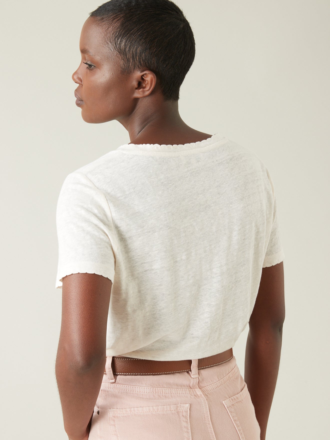 T-shirt lin col V femme