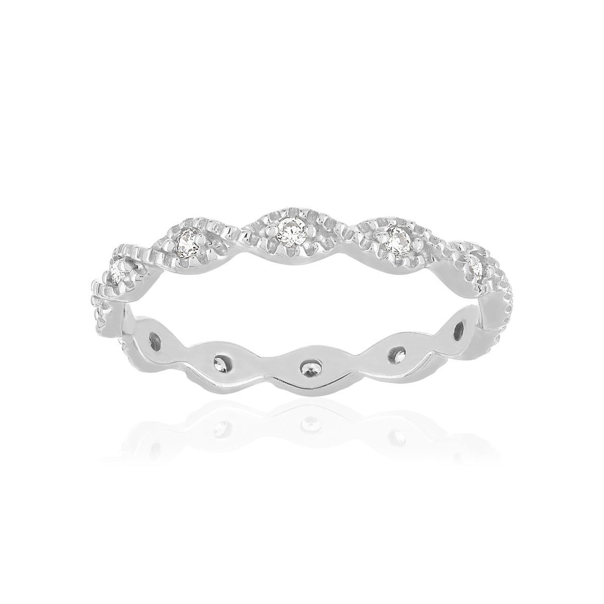 Bague argent 925 perlée zirconias