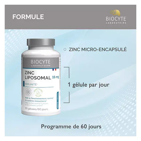 Biocyte Liposomal Zinco Defesas Naturais Beleza da Pele 60 Cápsulas
