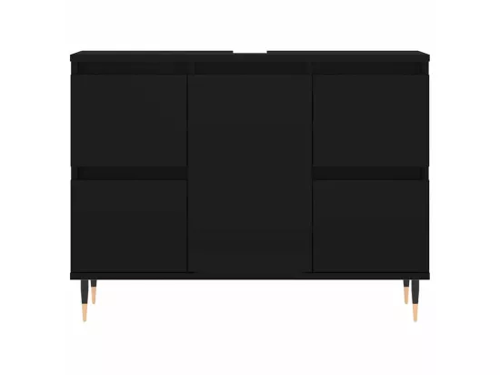 Armoire de salle de bain noir 80x33x60 cm bois d'ingénierie