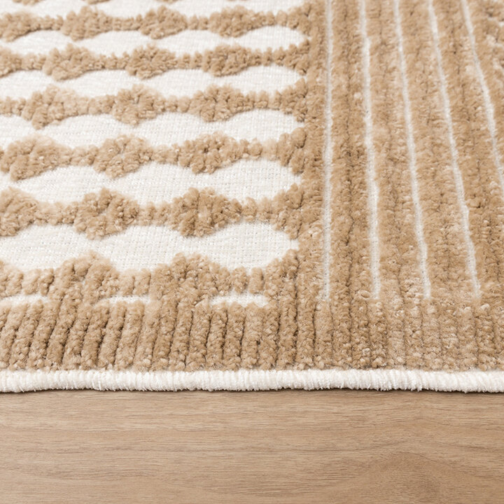 Wasbaar  vloerkleed - Dunya Geo Beige/Wit