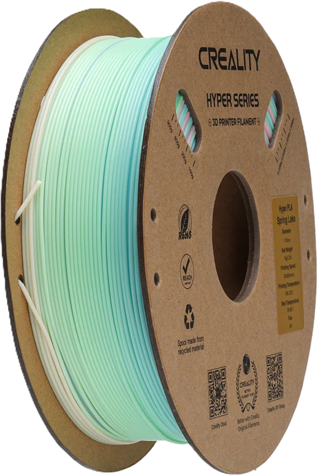 Creality  Hyper PLA Rainbow Spring Lake, 1,75 mm / 1000 g    High Speed PLA mit geschmeidigen Farbverläufen