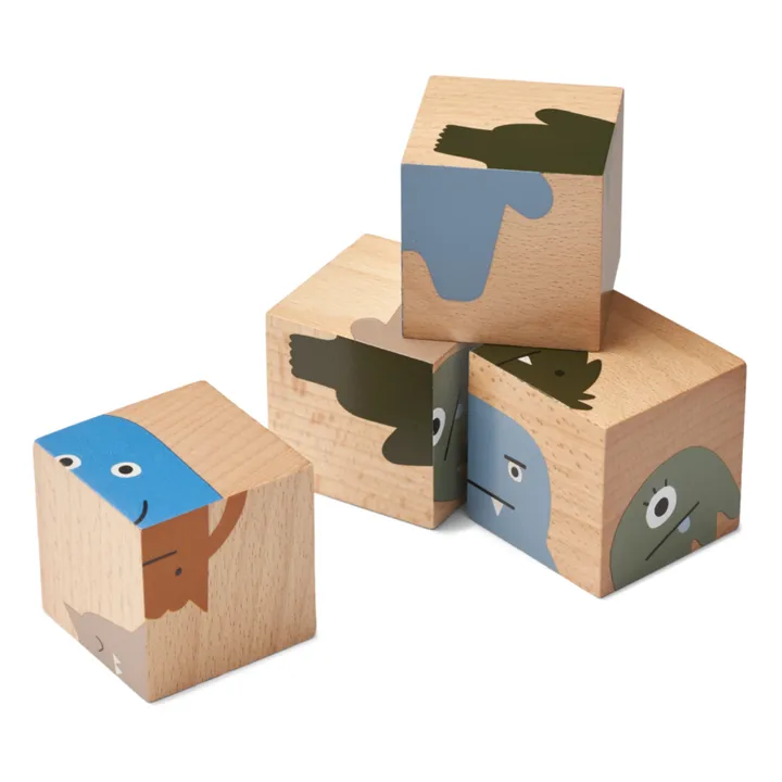 Liewood Cubes en bois Aage | Monster/Nature