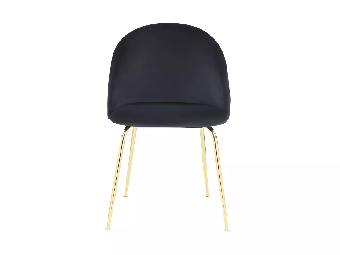 Lot de 6 chaises - Velours et acier inoxydable doré - Noir - MELBOURNE