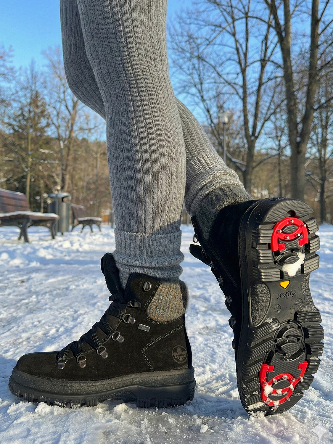 Rieker Varmfòret vintersko med brodder