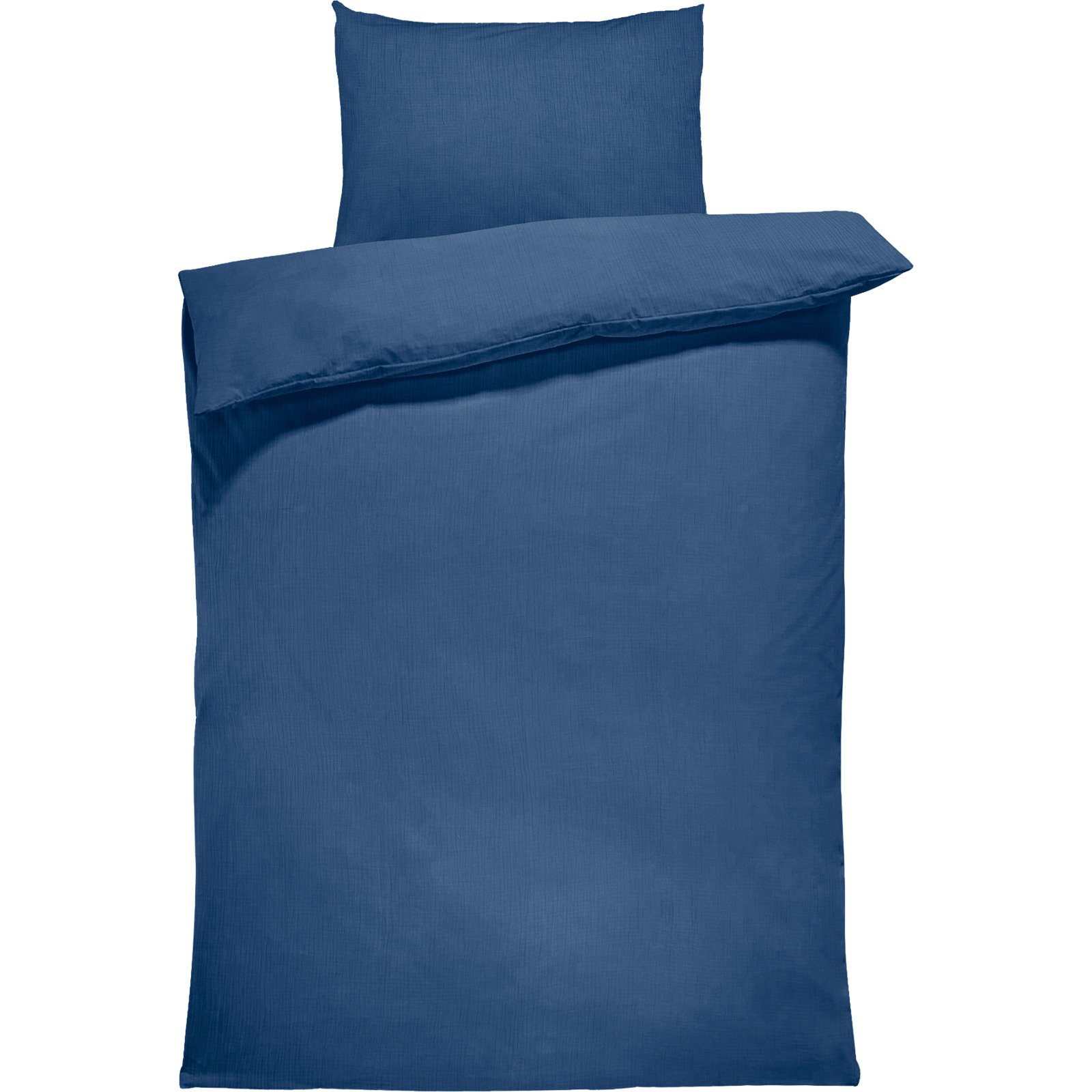 Bettwäsche Musselin mit Perkal uni blau 200x210 Duvetbezug Franz