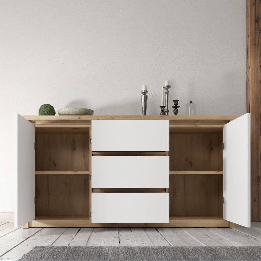 Melody - Dressoir - Wit/eiken - 140x43x80 cm
