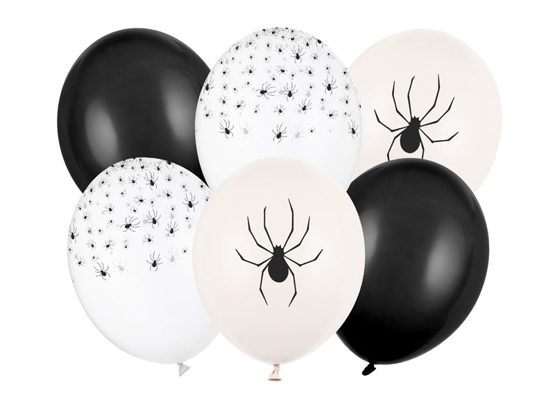 Partydeco Ballons Spinnen, 30 cm, 6 Stück Ballone für die Halloween-Dekoration