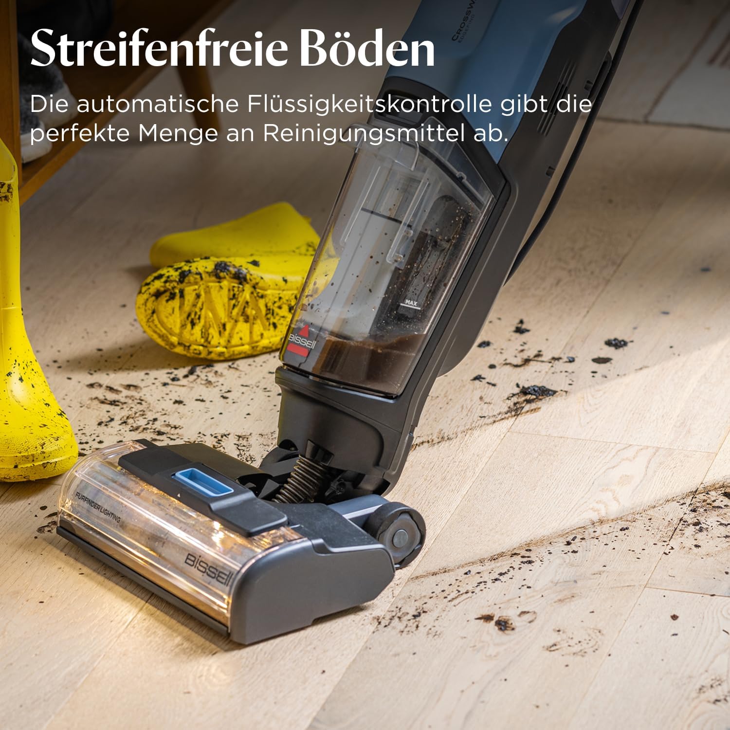 BISSELL CrossWave EdgeFind, Staubsauger mit Wischfunktion, leistungsstarke Reinigung von Verschmutzungen durch Haustiere, Nasssauger mit ZeroGap-Tech, Waschsauger, verschiedene Oberflächen, 4159N
