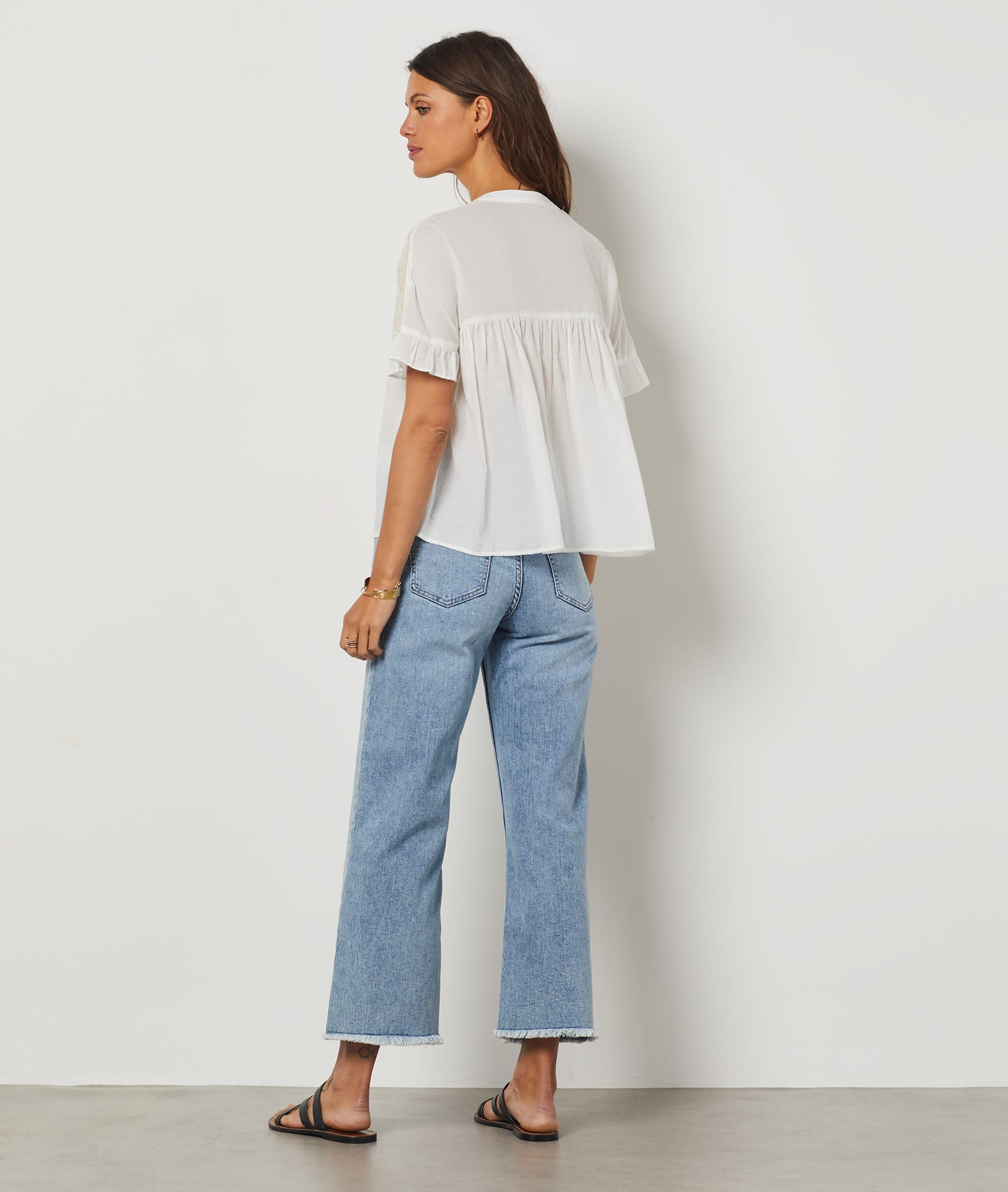 Chemisier détails broderie 100% coton