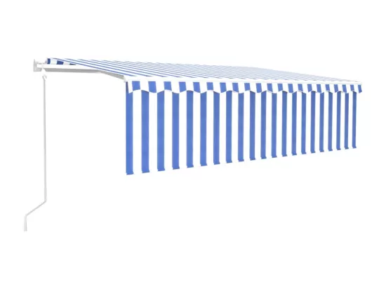 Auvent automatique store capteur de vent/LED 5x3m Bleu et blanc