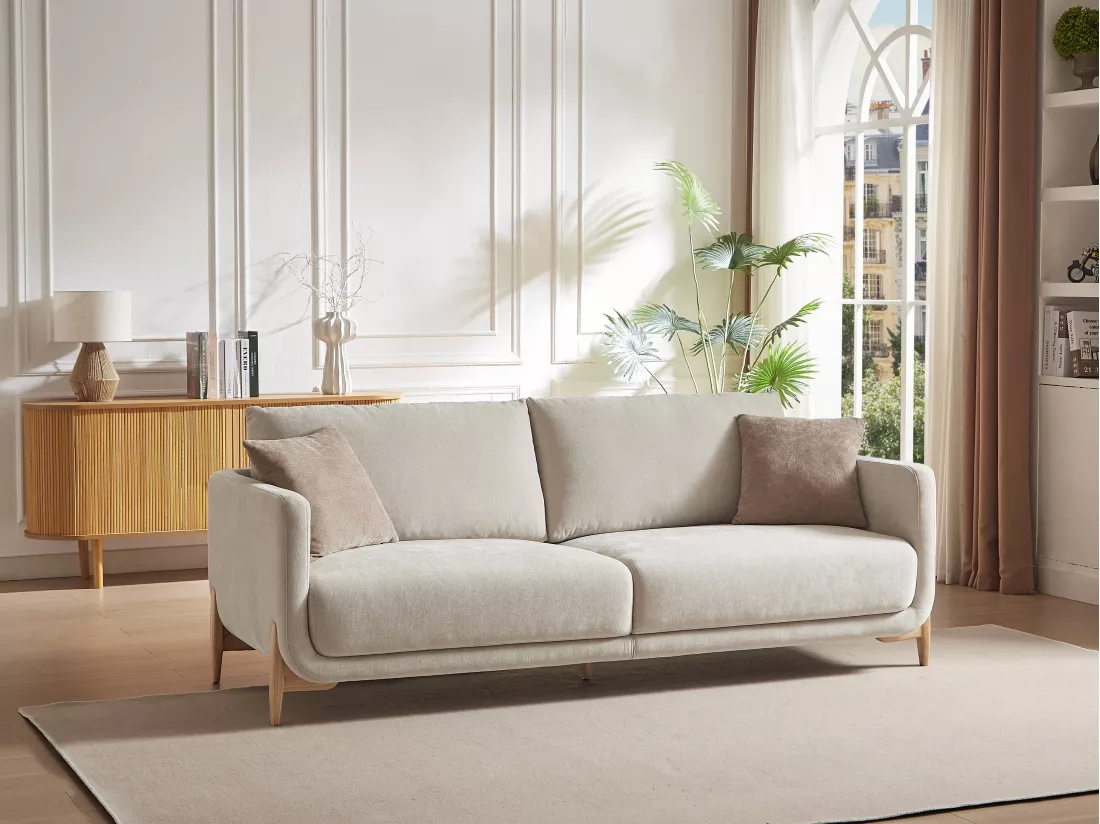 Canapé 3 places en tissu beige DORMATI