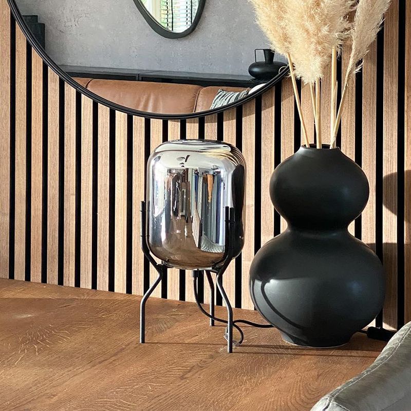 Smart design tafellamp zwart met smoke glas incl. wifi A60 - Bliss