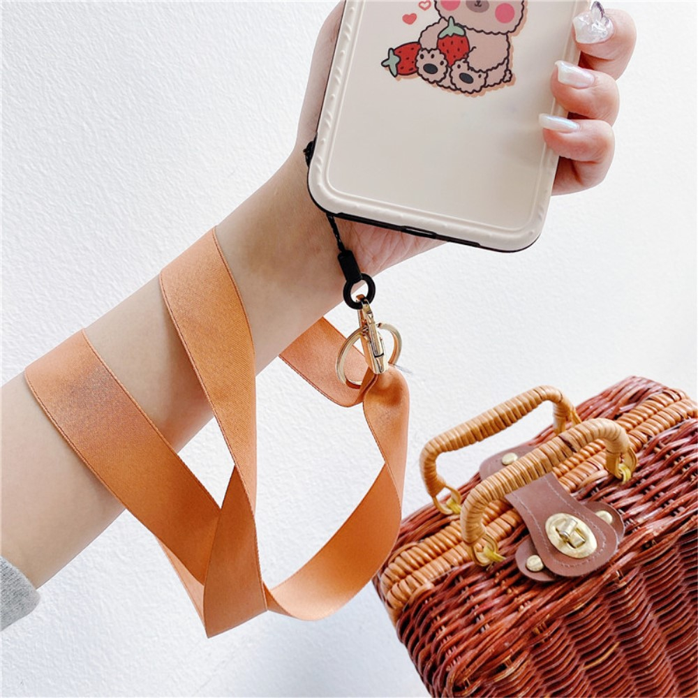(85cm) Universal Seidenband Necklace Handykette Schlüsselband Umhängeband für Handy Hülle   Phone Strap - Beige