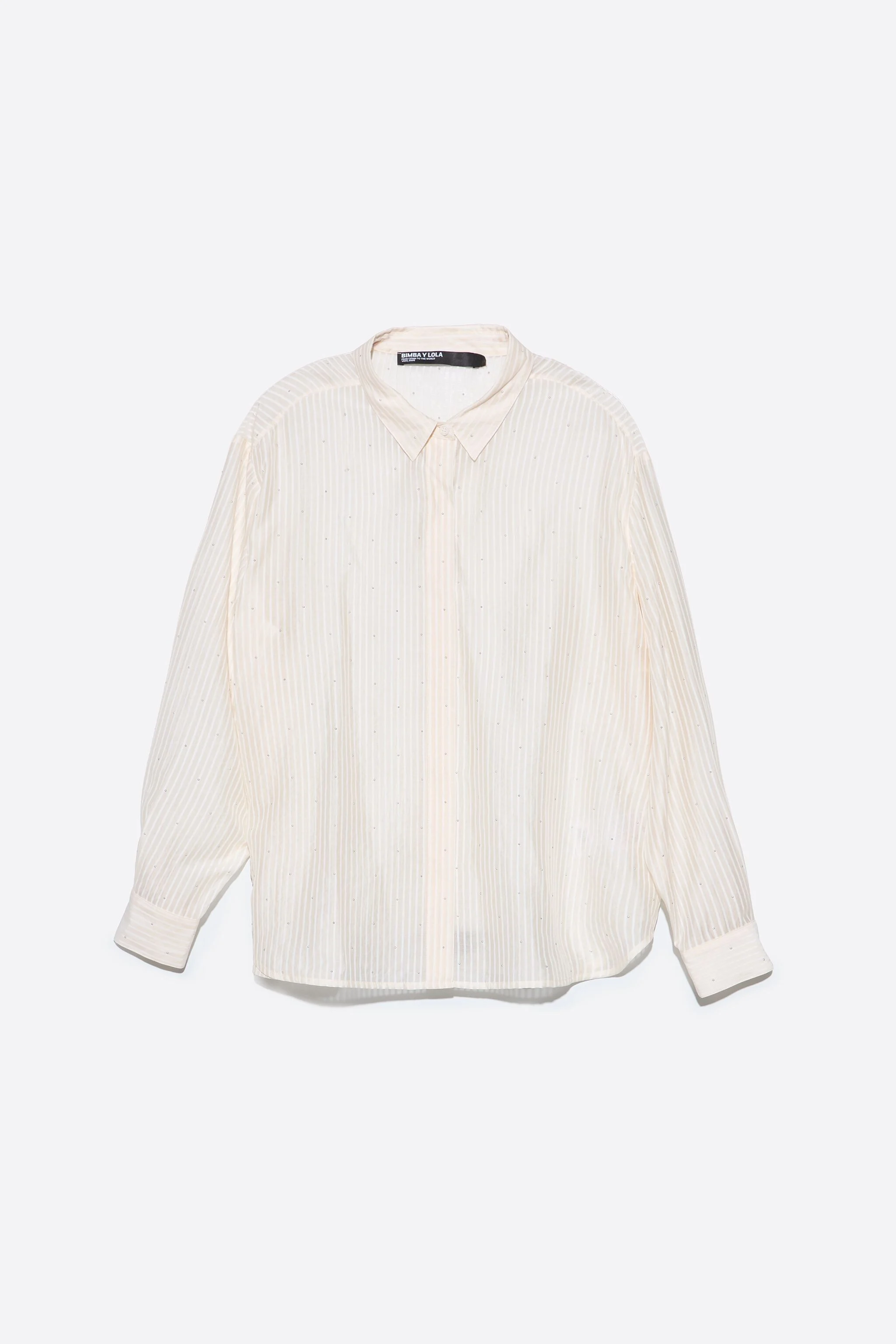 Camisa listrada reta cor marfim