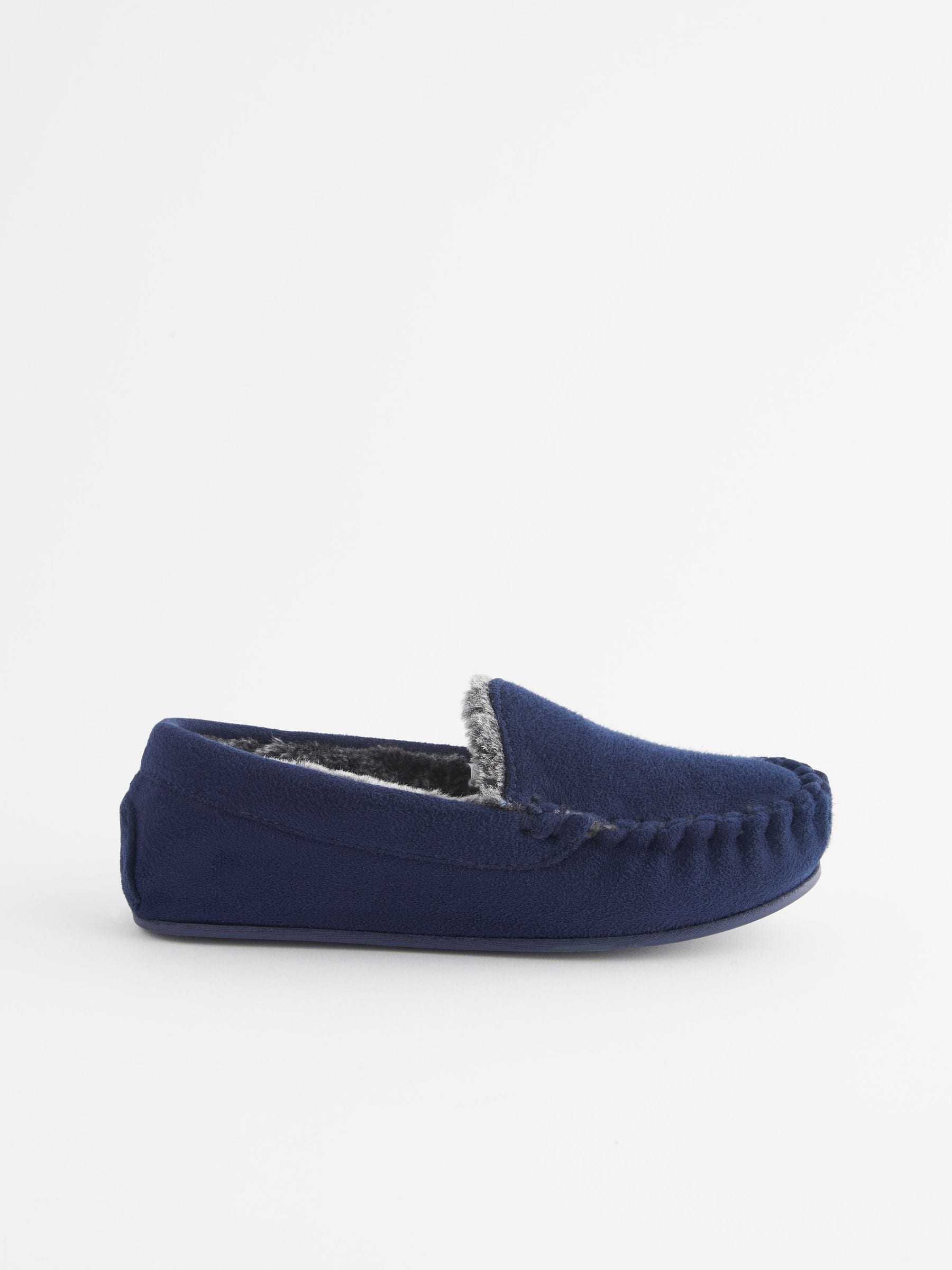 Donkerblauw - Behaaglijke pantoffels met mocassin