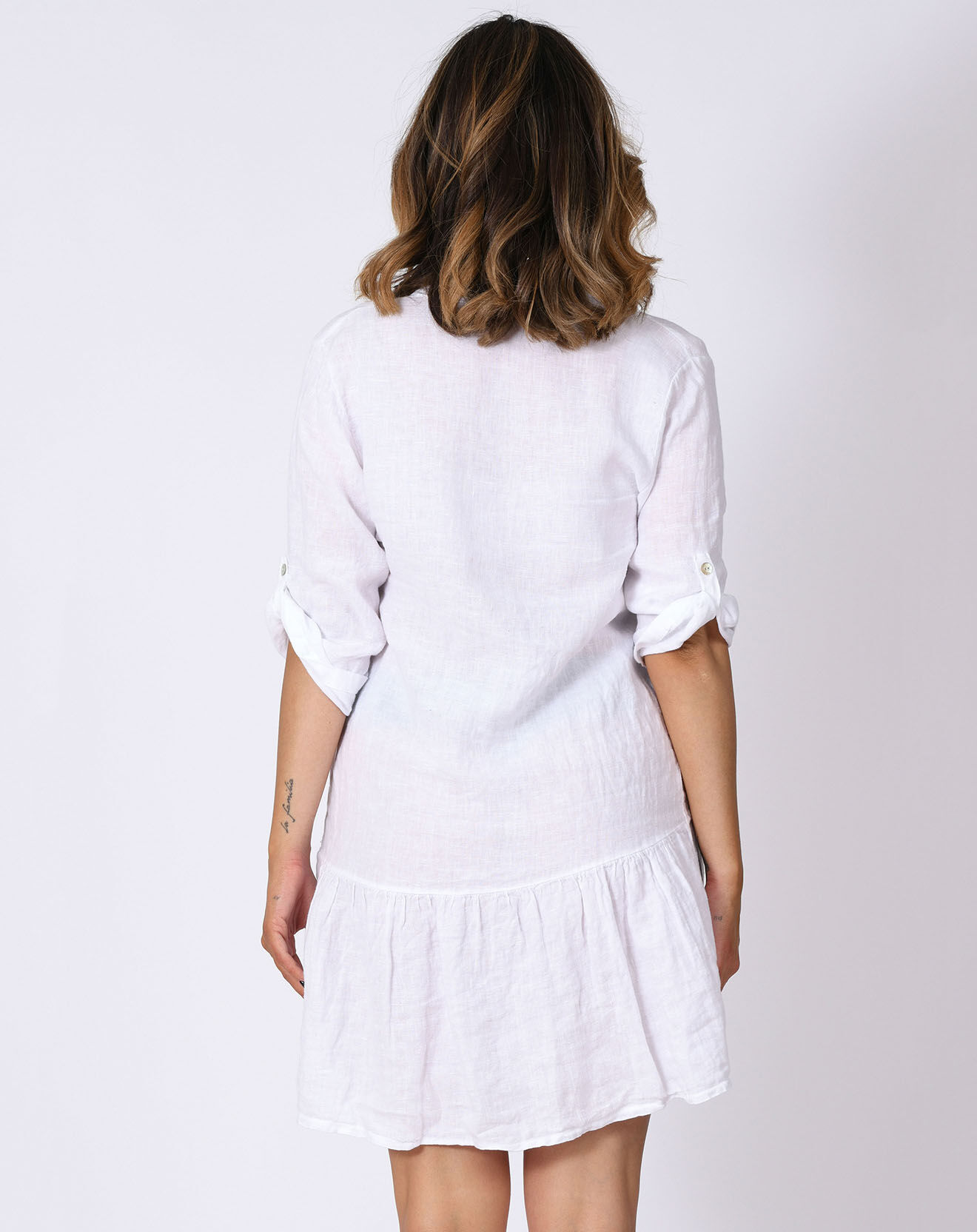 La Bohème Robe 100% Lin Debra blanche