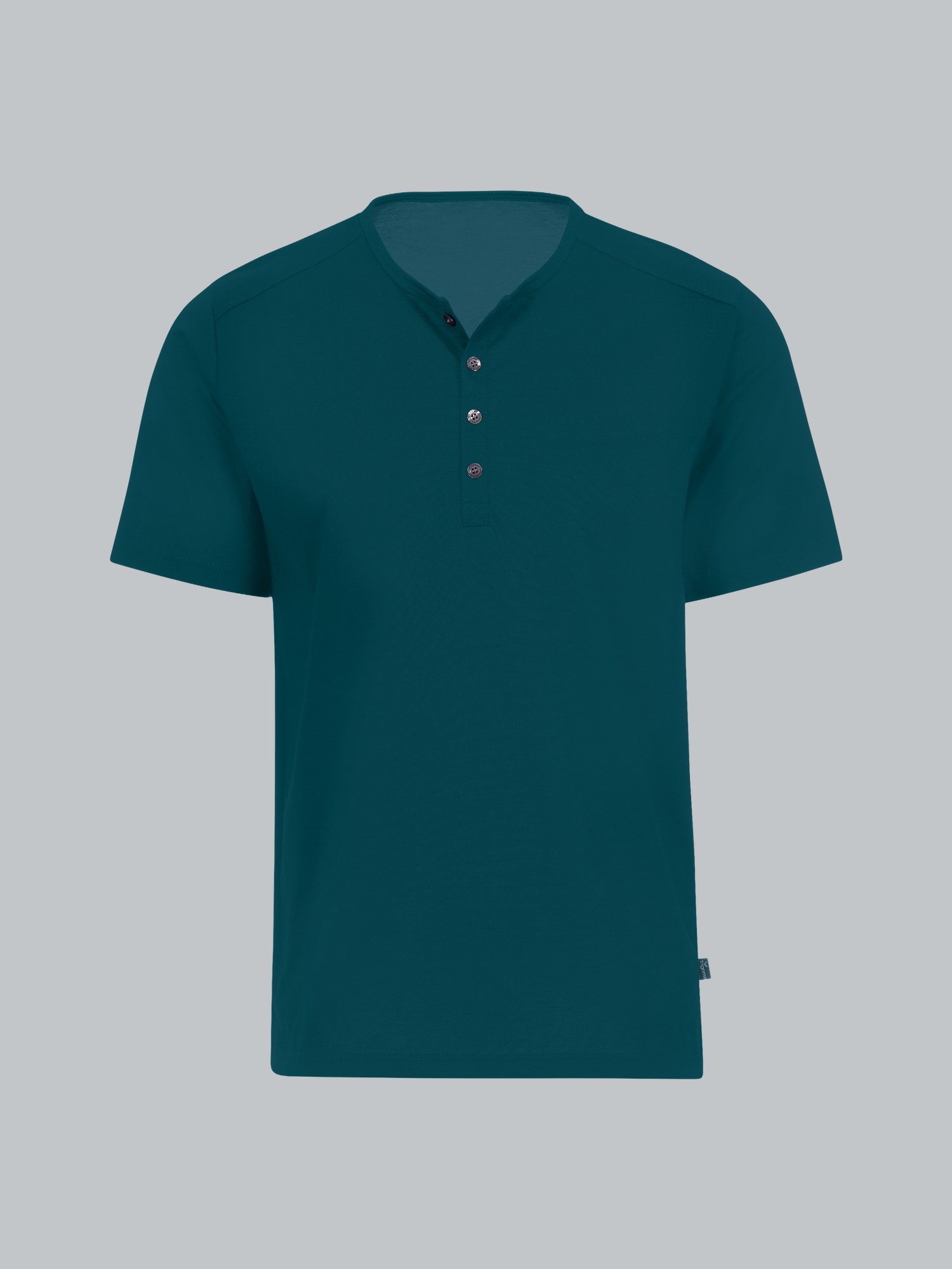T-Shirt mit Knopfleiste DELUXE Baumwolle Saphir