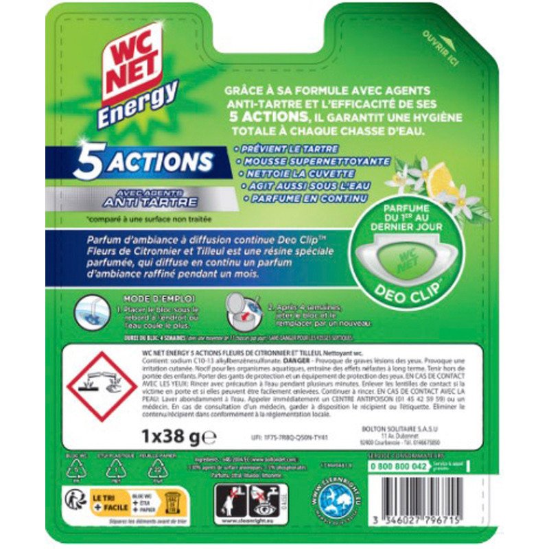 Bloc Wc Net Energy antitartre - Fleurs de citronnier et Tilleul