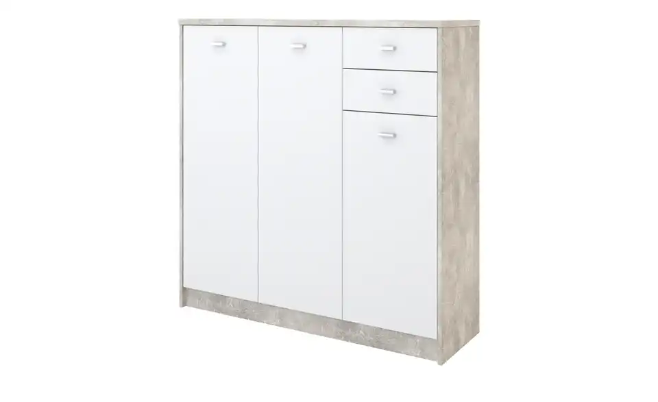 Kommode Ravenna Betonoptik, Weiß 109,1 cm 111,4 cm mit Schubladen
