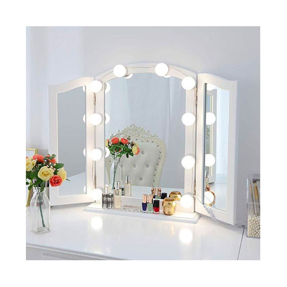 (10er Set) Schminkleuchten LED Lichter Nachrüst Kit für Make Up Spiegel - Hollywood Superstar