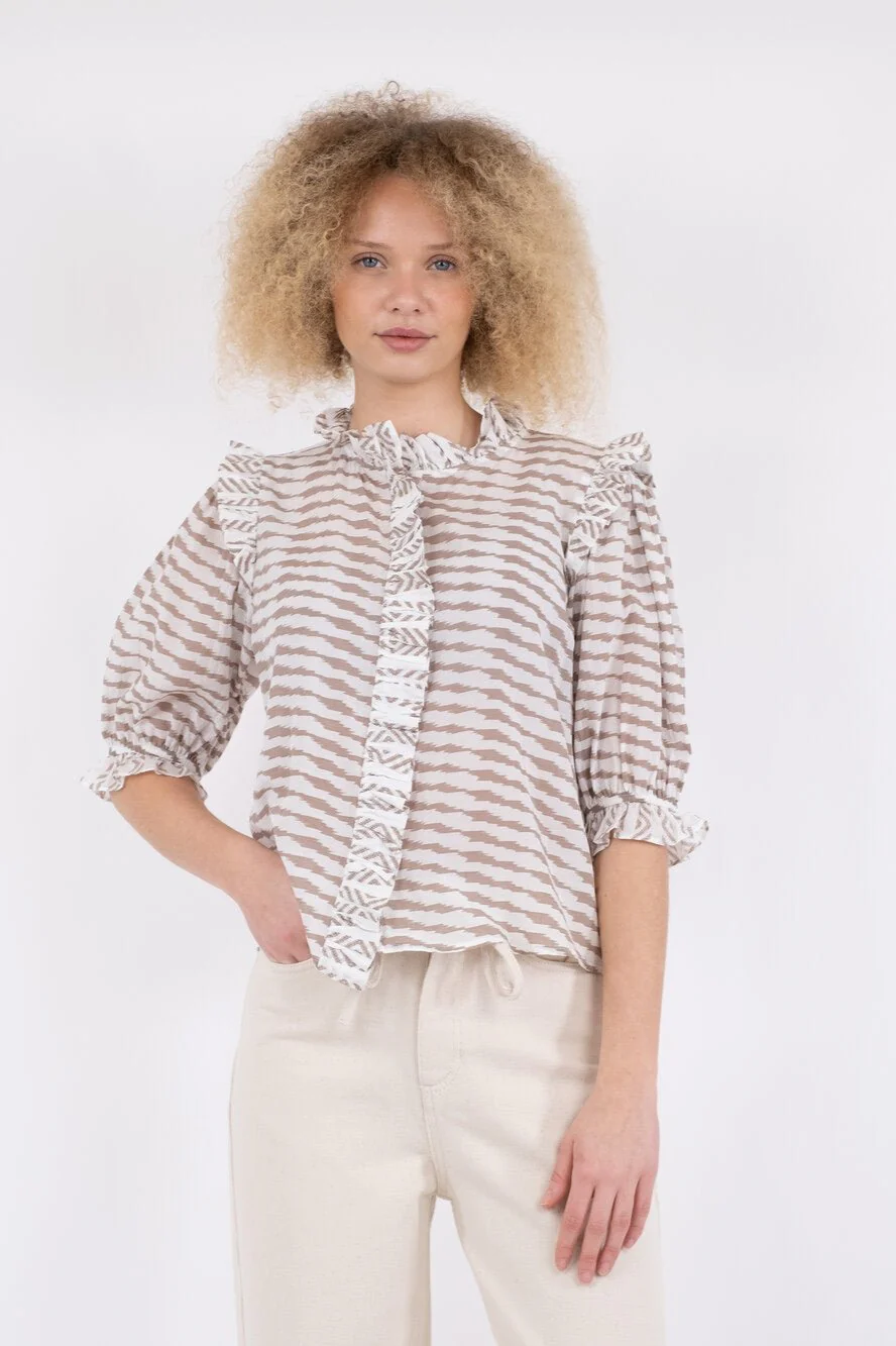 Neo Noir  Chacha Graphic bluse - sand
