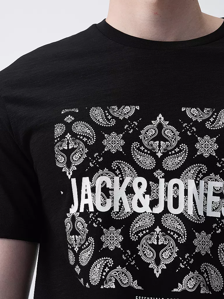 JACK & JONES T-Shirt JJPAISLEY schwarz