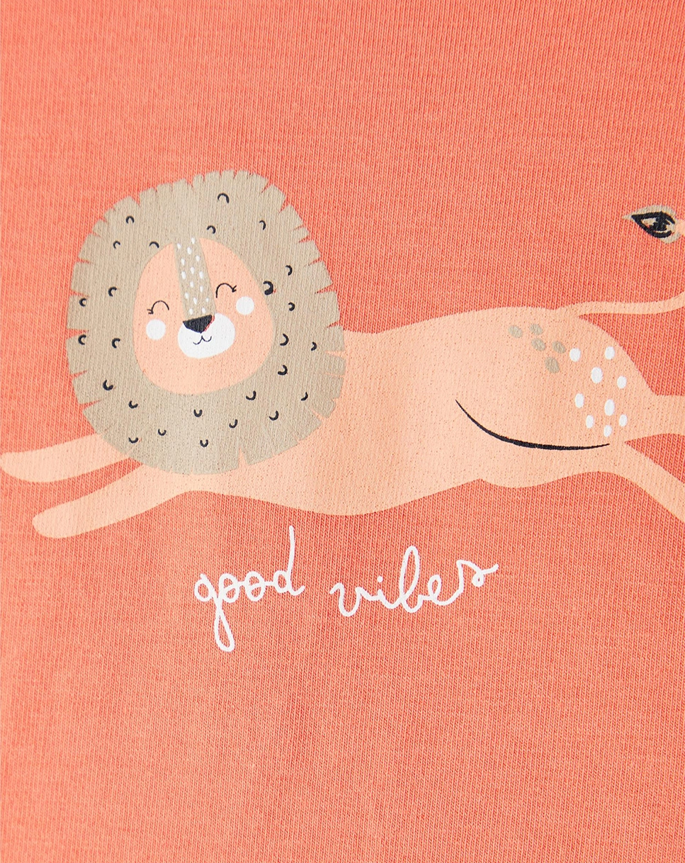T-Shirt NBMFUNO - LION in coral