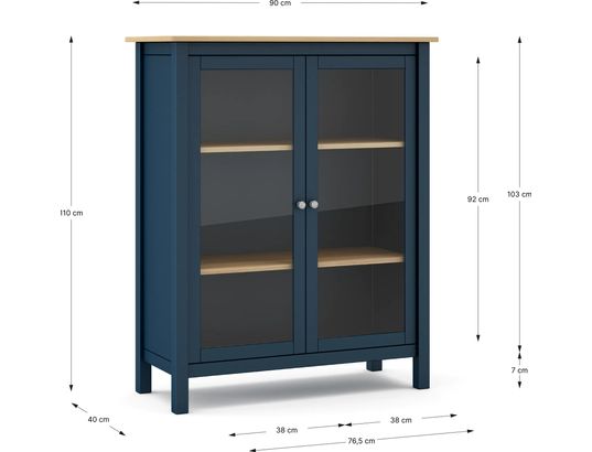 CONCEPT1 - Vitrine Misti 2P bleu chene 90 x 40 x h110