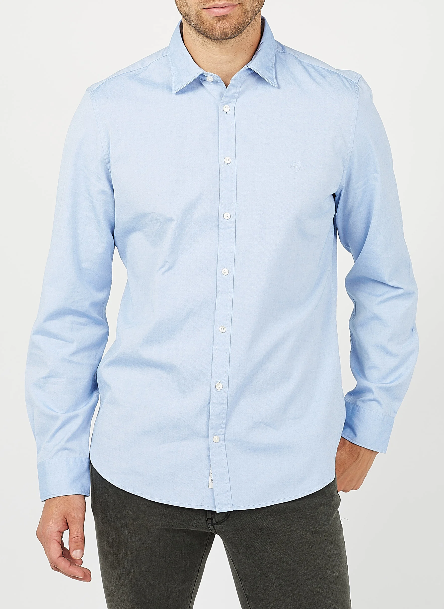 Chemise col classique shaped fit en coton | Bleu