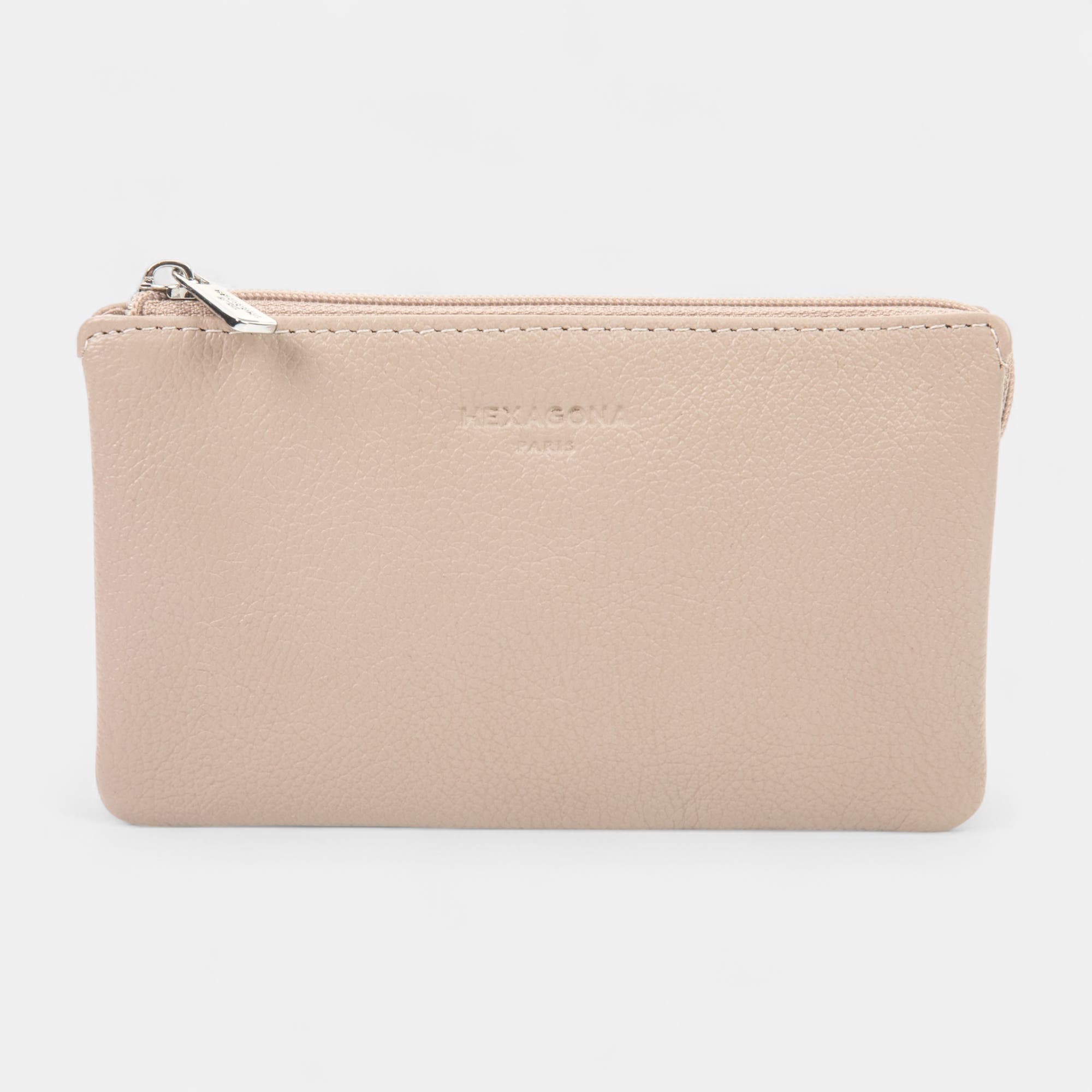 Petite maroquinerie en cuir beige