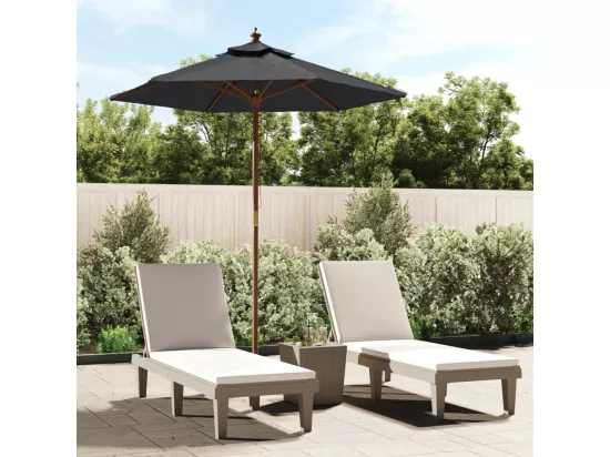 Parasol de jardin avec mât en bois noir 196x231 cm