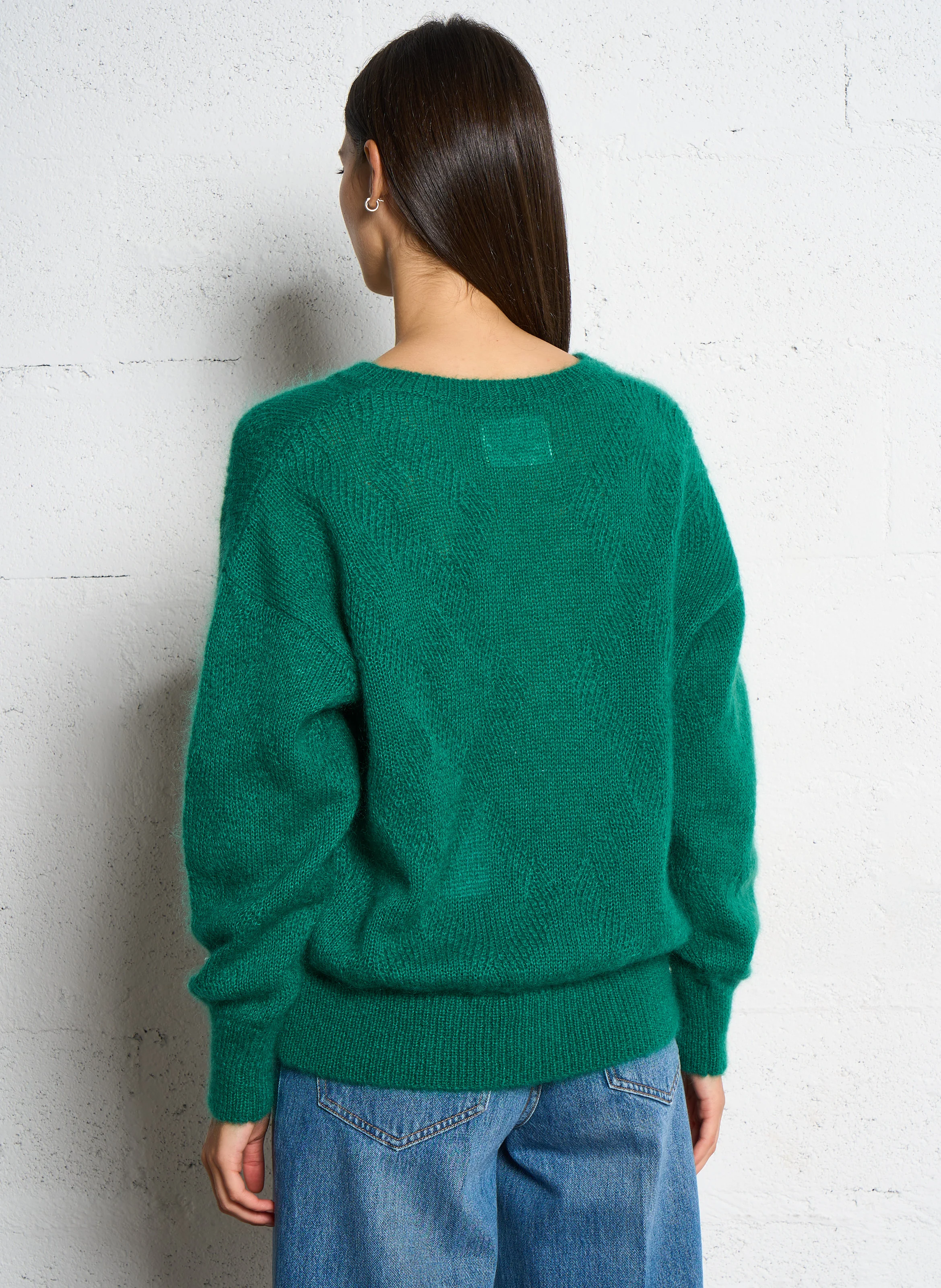 MALILI - Pull col V en laine mélangée | Vert
