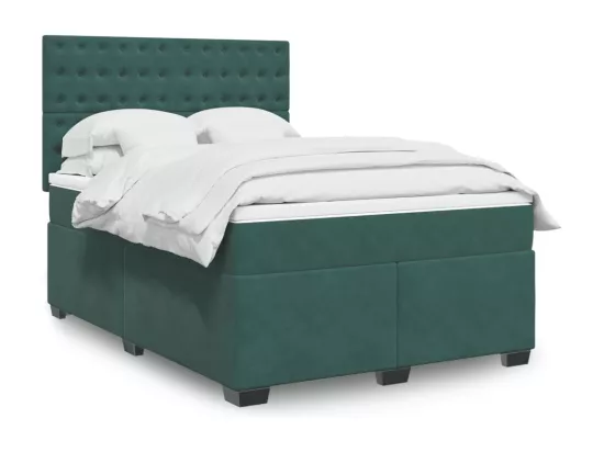Sommier à lattes de lit et matelas Vert foncé 160x200cm Velours