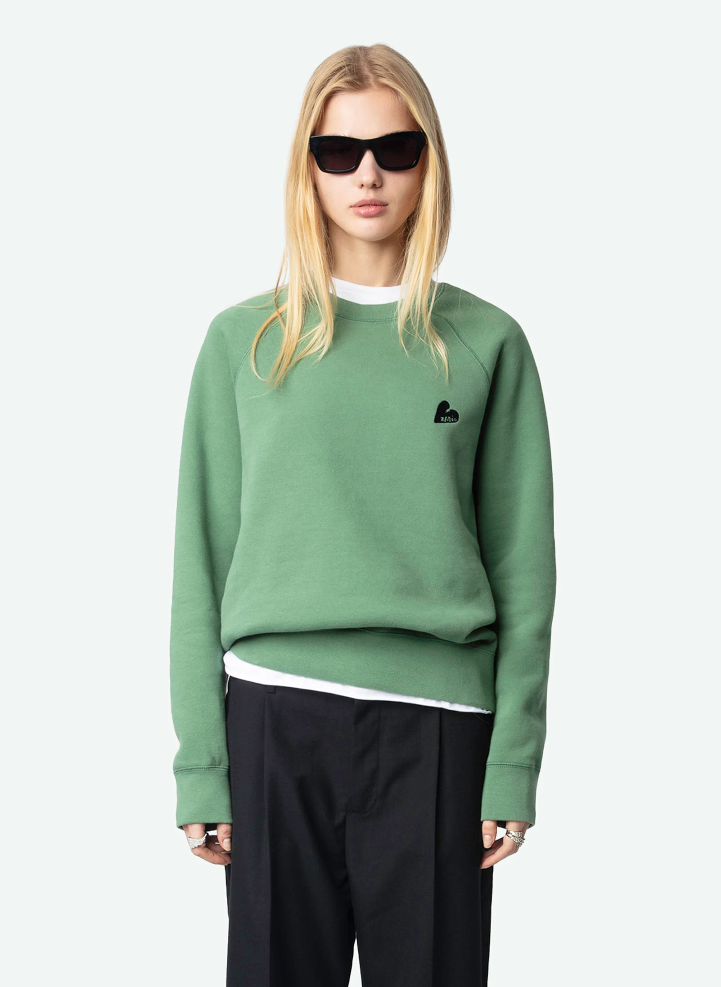 UPPER - Sweat molletonné à broderie coeur | Vert